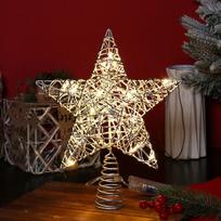 Kaltinis Geležinis Pentagramos Kalėdinės Eglutės Viršūnės Papuošalas 20cm x 25cm, 10 LED