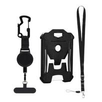 Keychain Retractable Phone Holder with Lanyard Easy to Carry Lightweight Cell Phone Tether Tag Rotation Secure Lock Anti-Theft Cable Phone Keychain D black