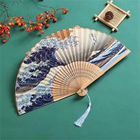 1pc, Japanese Folding Fan Handmade Decorative Kanagawa Wave Foldable Fan Handheld Vintage Hand Fans For Women Portable Folding F 9 inches white