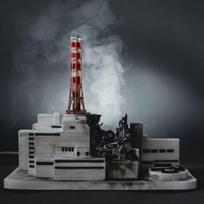 Chernobyl Reactor 4 kolekcinis 3D modelis su dūmais ir LED apšvietimu