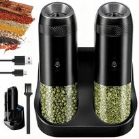 Elektrinis pipirų ir druskos malūnėlis su LED, gravitacijos jutikliu, 176 ml, USB rinkinys