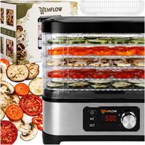 Maisto džiovyklė vaisiams ir grybams, 500 W, 6 padėklai, temperatūros reguliavimas, laikmatis