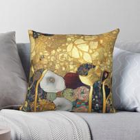 Gustav Klimt Golden Floral Square Pillowcase Polyester Linen Velvet Printed Zip Decor Pillow Case Room Cushion Case 18 30X30CM beige