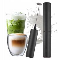 Pieno ir matcha putų plakiklis LATTEA, juodas, su dangteliu, USB įkrovimas