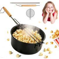 Plieninis spragėsių puodas su rankena, 50 cm, lauko kepsninei ir stovyklavimui
