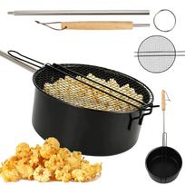 Kepimo puodas spragėsiams, su medine rankena, 50 cm, lauko židiniui