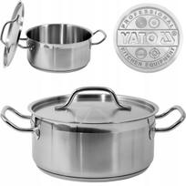 Nerūdijančio plieno žema puodas su dangčiu YATO GASTRO 24x11 cm, 5 l (YG-00041)