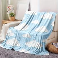 Minkštas ir patogus flanelės šalis-antklodė, Mėlyno dangaus ir baltų debesų raštas - Tinka visiems sezonams, idealiausia dovana seserims, broliams ir šventėms 75X95CM white