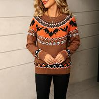 Women's Halloween Neck Pullover Sweater L šafranas
