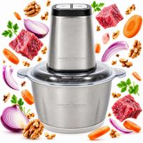 Elektrinis smulkintuvas mėsai, daržovėms, svogūnams, 500 W, 1,7 l, plieninis