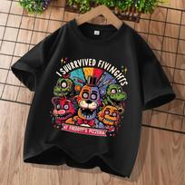 Five Nights At Freddys Kids T-shirts FNAF Cartoon Graphic T-shirt Children Casual Sports Tops Short Sleeves Kids Clothing 100 brown