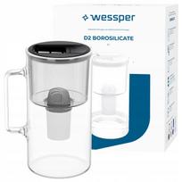 Vandens filtravimo ąsotis Wessper 3 l, borosilikatinis stiklas, juodas, su filtru
