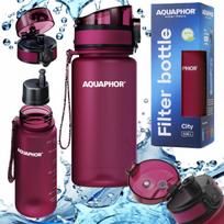 Filtro buteliukas AQUAPHOR CITY 0,35 l, burgundiškos spalvos, su filtru