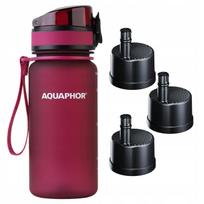 Vandens buteliukas su filtru AQUAPHOR CITY 350 ml, bordo, su 3 keičiamais filtrais