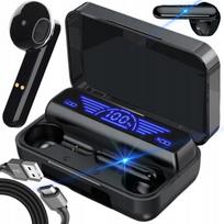 Belaidės Bluetooth 5.1 ausinės su dėklu, įkrovikliu ir žibintuvėliu