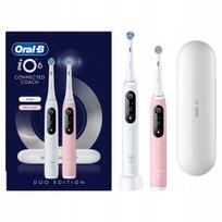Elektriniai dantų šepetėliai Oral-B iO6, balta ir rožinė, 2 vnt., su kelioniniu dėklu