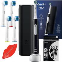 Elektrinis dantų šepetėlis ORAL-B PRO Series 1 su juodu dėklu ir priedais