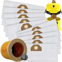 Sintetiniai dulkių siurblio maišeliai su filtru KARCHER WD3, WD2 PLUS, 10 vnt. rinkinys