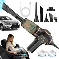 Belaidis rankinis automobilio dulkių siurblys su LED ekranu, juodas