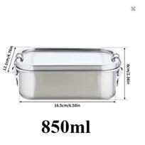 304 Stainless Steel Bento Box Portable Metal Lunch Box For Kids Adult Sealed Food Storage Containers With Lockable Clip gray