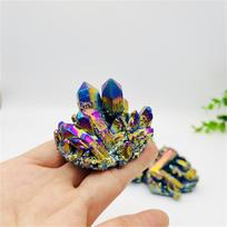 1pc Natural Quartz Crystal Rainbow Titanium Cluster Point Rare Home Decoration Craft Reiki Stone Can Healing Specimen Mineral 10-30g white
