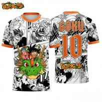 2026 Summer Dragon Ball Oversized T-shirt High Quality 3D Print Kid Goku & Classic Character Manga Panel Unisex Retro Y2K Tee S gray