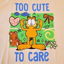 Garfield T-Shirt Men's XL Cream Too Cute To Care Funny Cat Graphic Nickelodeon XL orange
