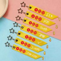 7pcs BTS Member Name Ribbon Phone Strap, Bangtan Boys Yellow Lanyard with Star Charm, Kpop ARMY Fans Bag/Phone Accessory 7pcs yellow
