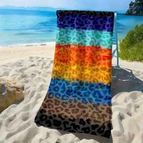 Colorful leopard print stripes pattern polyester microfiber beach towel is highly absorbent, suitable swimming and beach outings W30*H60(CM) orange
