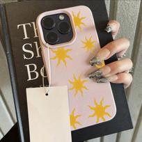 Leather Yellow Sun Phone Case For Samsung A05S A06 07 15 16 34 35 53 54 55 S23 24 25 Ultra S24 FE A17 26 36 56 Comfortable Cover Samsung A54 gray