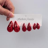 Extra Large 3pair Acrylic Chunky Waterdrop Earring Dupes for Women Metallic Color Teardrop Y2K Earring Hoops Jewelry Lightweight brown