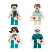City professional engineer firefighter doll building block cartoon character birthday gift toy beige