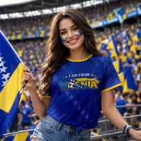 Bosnia and Herzegovina 26 Soccer Fan T-Shirt Ringer Crewneck Short Sleeve Breathable Quick Dry Streetwear Casual Football Shirt XL