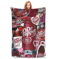 Dr Pepper Blanket Warm Fleece Sofa Throw Blanket for Home Bedroom Outdoor Throws Bedspread Quilt Size: 75*100cm, Weight: 230 GSM black