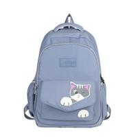 Schoolbag1011 New Student School Bag Girl Japanese Campus Backpack Cute Cat Fashion College Trend Backpack gray