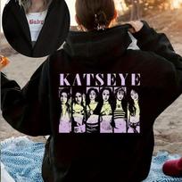 Katseye K-pop Girl Group Print Zip Up Hoodie Streetwear Sweatshirt Oversized Unisex Jacket Black 1216-2 S juoda