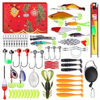 60 Pack 3D Fish Hook Christmas Advent Calendar with Mailer Box One Size gray