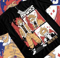 Mano Herojų Akademija anime Sparnuotas Herojus Hawks Keigo Takami Marškinėliai manga Visų Dydžių M white