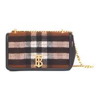 Burberry Lola Bag TB Logo Classic Check Metal Chain Quilted Cashmere And Sheepskin Shoulder Crossbody Bag Women bags Brown 80470251 Basic Set (Bag+Dust Bag) black