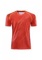 Women's Summer Quick-Dry Badminton & Volleyball Sports Suit - Breathable Short Sleeve & Shorts Set Men's XL red