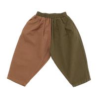 Kids' Cotton Linen Carrot Pants: Spring & Fall Korean Style, Color-Blocked Casual Wear for Toddlers & Children 130 cm ruda/plytų raudona spalva