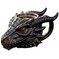 Coffee Mug Dragon Head Resin Ornament Mugs for Coffee for Birthday Christmas Thanksgiving Husband Dad Home Kitchen Bar Office A gray