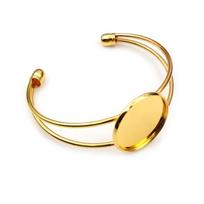 High Quality Copper Metal 20mm 7 Colors Plated Bangle Base Bracelet Blank Findings Tray Bezel Setting Cabochon Cameo beige