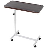 Šoninis staliukas su ratukais sofai ir lovai, reguliuojamas aukštis ir plieninis rėmas 77x40x76-100 cm, tamsus riešutas 77 x 40 x 100 cm