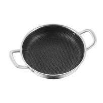 Food Grade 410 Stainless Steel Frying Pan Honeycomb Nonstick Design Double Ears Induction Gas Cooker Safe Kitchenware (WHITE,28cm) balta
