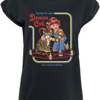 Steven Rhodes T Shirt Daunisex Demon Cat Schwarz Vintage Stylish Versatile Top For Everyday Wear Breathable Unisex S gray
