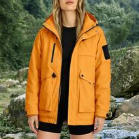 Women's Jacket with Hood Multiple Pockets Raglan Sleeves Windproof Quick-Dry Design for Outdoor Hiking S black