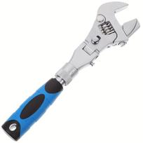 5-in-1 Adjustable Ratchet Wrench,180° Foldable Swivel Head,Torque Adjustable,10-12 Inch Multi-function Repair Spanner Ratchet crescent wrench white