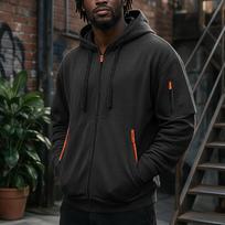 Men's Zip Up Hooded Jacket with Multiple Pockets Athletic Casual Top for Daily Wear XXXL juoda
