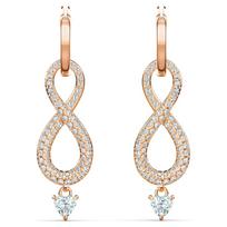 Swarovski Crystal Infinity Pierced Earrings Rose Gold Tone Plated 5512625 balta